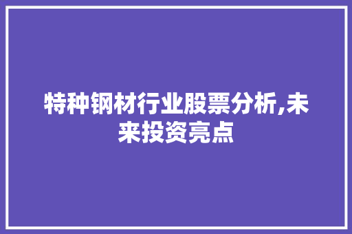 特种钢材行业股票分析,未来投资亮点