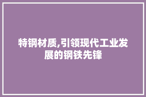 特钢材质,引领现代工业发展的钢铁先锋