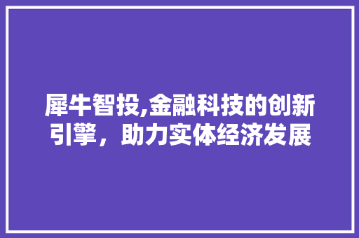 犀牛智投,金融科技的创新引擎，助力实体经济发展