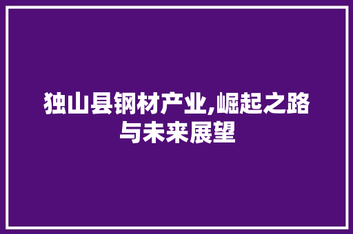 独山县钢材产业,崛起之路与未来展望