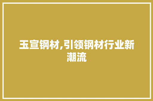 玉宣钢材,引领钢材行业新潮流