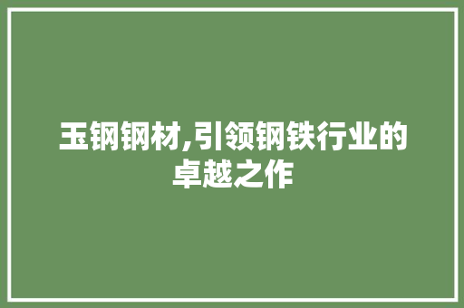 玉钢钢材,引领钢铁行业的卓越之作