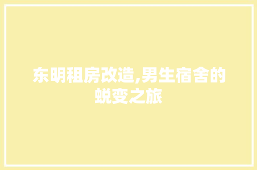 东明租房改造,男生宿舍的蜕变之旅
