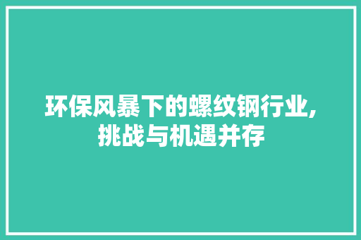 环保风暴下的螺纹钢行业,挑战与机遇并存