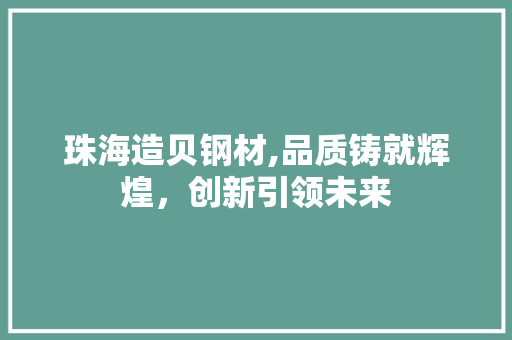 珠海造贝钢材,品质铸就辉煌，创新引领未来
