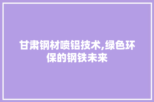 甘肃钢材喷铝技术,绿色环保的钢铁未来