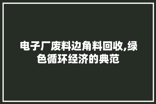 电子厂废料边角料回收,绿色循环经济的典范