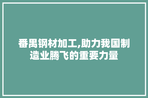 番禺钢材加工,助力我国制造业腾飞的重要力量