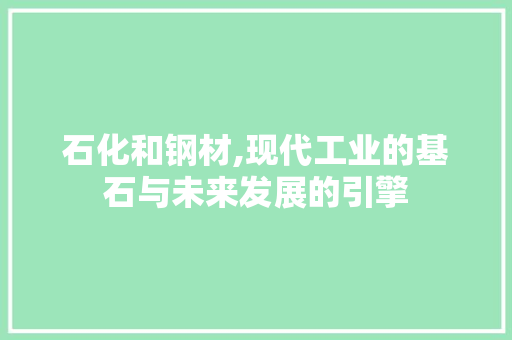 石化和钢材,现代工业的基石与未来发展的引擎