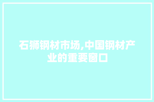 石狮钢材市场,中国钢材产业的重要窗口