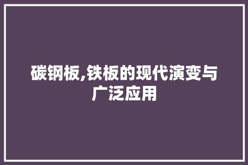碳钢板,铁板的现代演变与广泛应用
