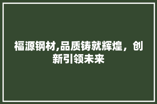 福源钢材,品质铸就辉煌，创新引领未来