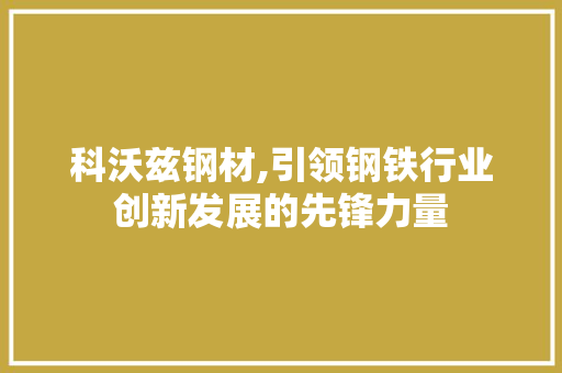 科沃兹钢材,引领钢铁行业创新发展的先锋力量