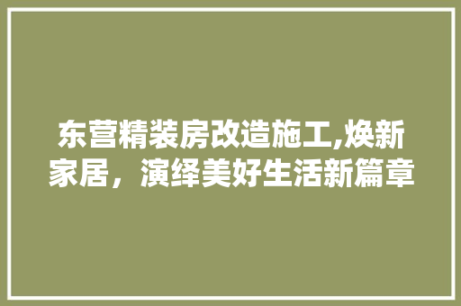 东营精装房改造施工,焕新家居，演绎美好生活新篇章
