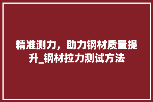 精准测力，助力钢材质量提升_钢材拉力测试方法