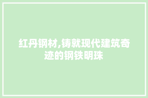 红丹钢材,铸就现代建筑奇迹的钢铁明珠