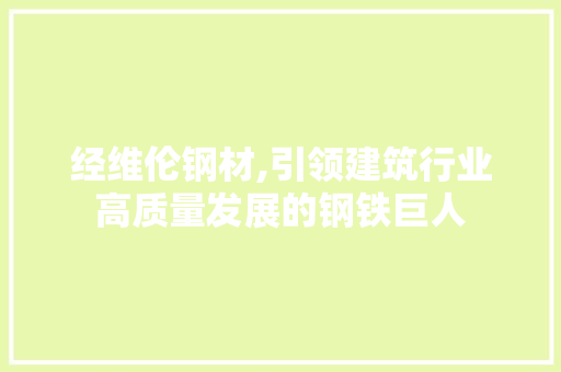 经维伦钢材,引领建筑行业高质量发展的钢铁巨人