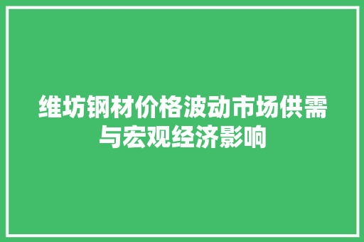 维坊钢材价格波动市场供需与宏观经济影响