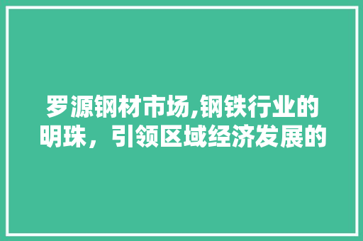 罗源钢材市场,钢铁行业的明珠，引领区域经济发展的引擎