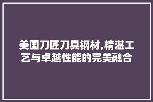 美国刀匠刀具钢材,精湛工艺与卓越性能的完美融合