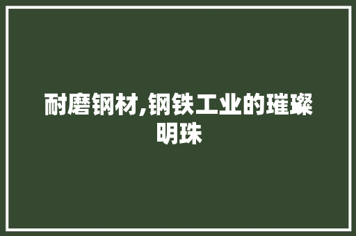 耐磨钢材,钢铁工业的璀璨明珠