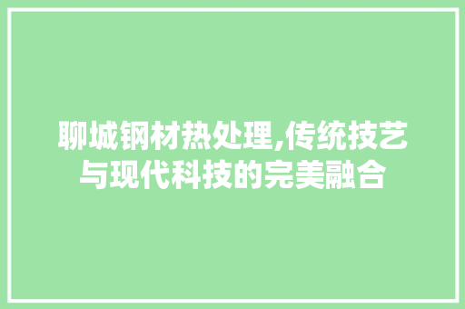 聊城钢材热处理,传统技艺与现代科技的完美融合
