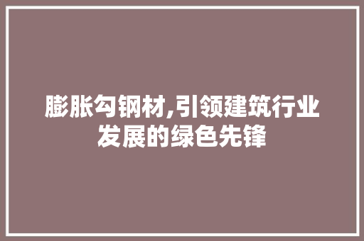 膨胀勾钢材,引领建筑行业发展的绿色先锋
