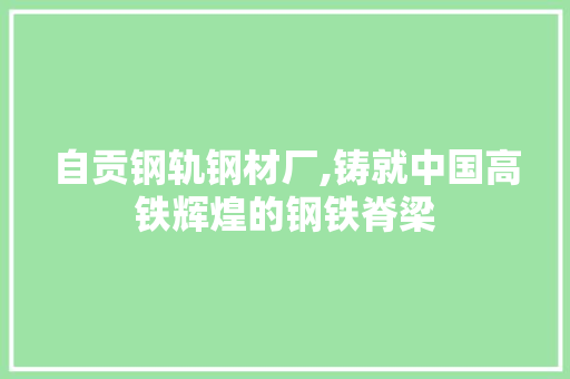 自贡钢轨钢材厂,铸就中国高铁辉煌的钢铁脊梁