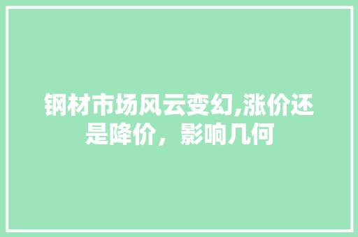 钢材市场风云变幻,涨价还是降价，影响几何