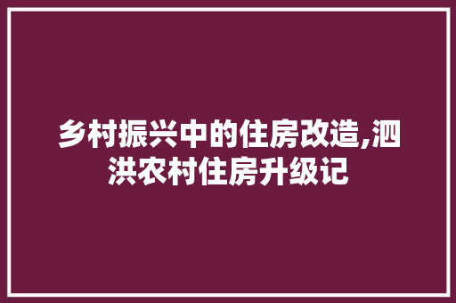 乡村振兴中的住房改造,泗洪农村住房升级记