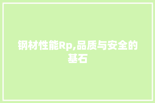 钢材性能Rp,品质与安全的基石