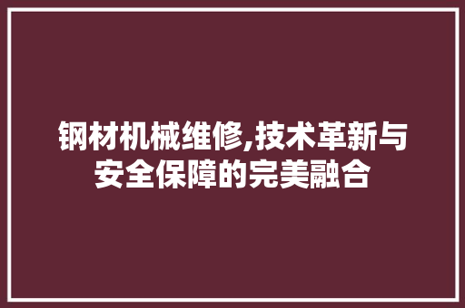 钢材机械维修,技术革新与安全保障的完美融合
