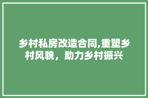 乡村私房改造合同,重塑乡村风貌，助力乡村振兴