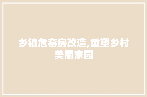 乡镇危窑房改造,重塑乡村美丽家园
