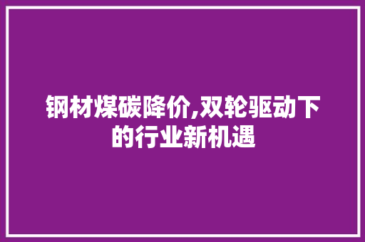钢材煤碳降价,双轮驱动下的行业新机遇