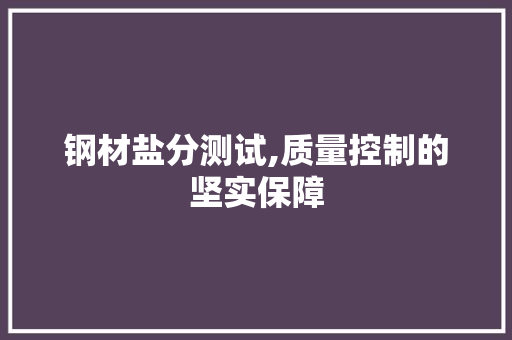 钢材盐分测试,质量控制的坚实保障