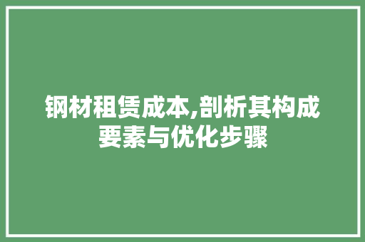 钢材租赁成本,剖析其构成要素与优化步骤