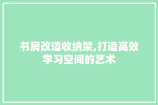 书房改造收纳架,打造高效学习空间的艺术