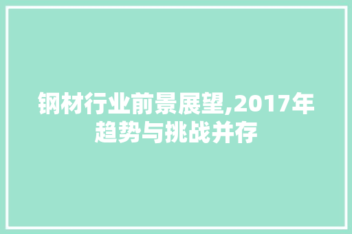 钢材行业前景展望,2017年趋势与挑战并存