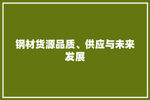 钢材货源品质、供应与未来发展