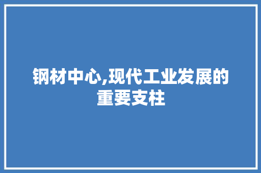 钢材中心,现代工业发展的重要支柱