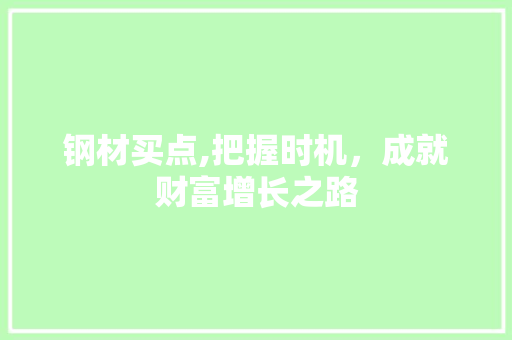 钢材买点,把握时机，成就财富增长之路