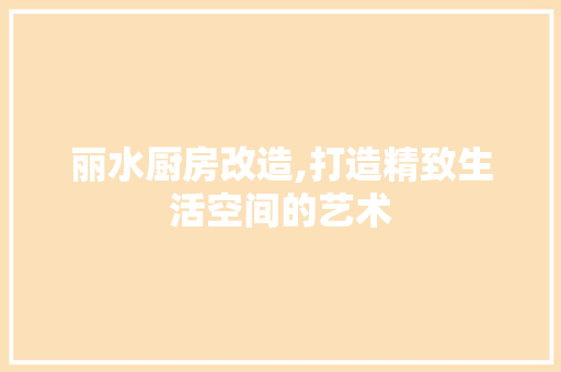 丽水厨房改造,打造精致生活空间的艺术