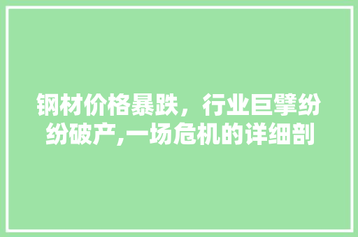 钢材价格暴跌，行业巨擘纷纷破产,一场危机的详细剖析