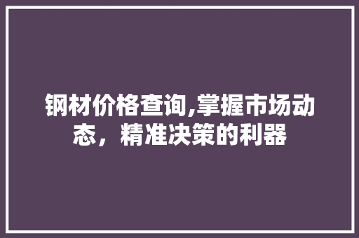 钢材价格查询,掌握市场动态，精准决策的利器