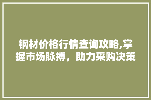 钢材价格行情查询攻略,掌握市场脉搏，助力采购决策