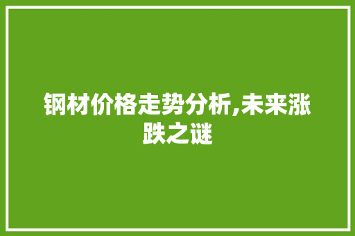 钢材价格走势分析,未来涨跌之谜
