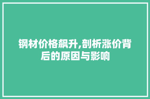 钢材价格飙升,剖析涨价背后的原因与影响