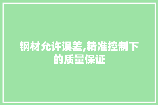 钢材允许误差,精准控制下的质量保证