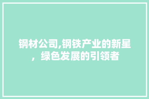 钢材公司,钢铁产业的新星，绿色发展的引领者